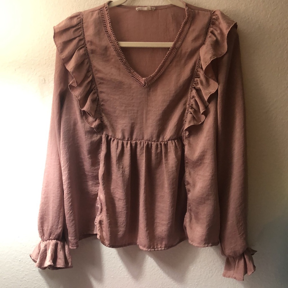 SOLD SOLD SOLD Altered State long sleeve ruffled v-neck blouse